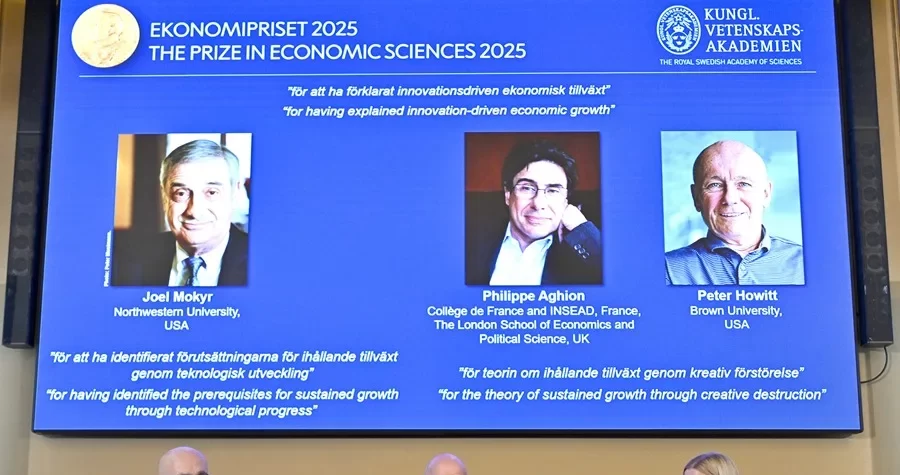 El premio Nobel de Economía fue otorgado a Joel Mokyr, Philippe Aghion y Peter Howitt