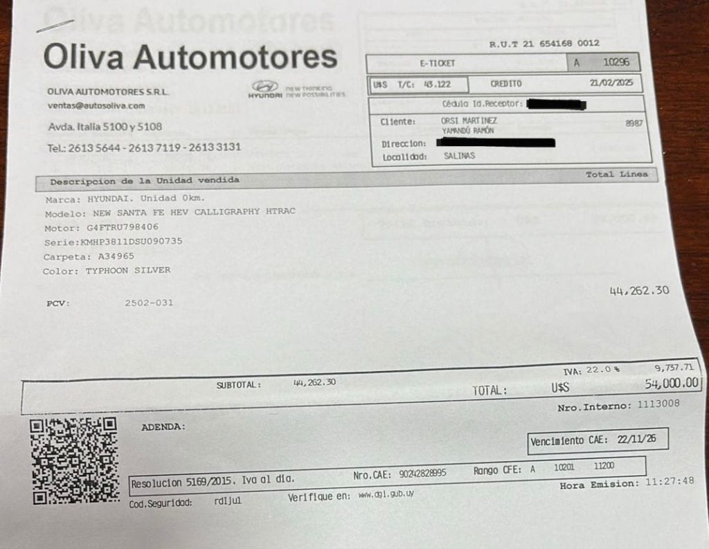 Orsi obtuvo un descuento de 25.000 dólares en la compra de su Hyundai de alta gama ocho días antes de desfilar con una camioneta de la misma marca en la asunción presidencial