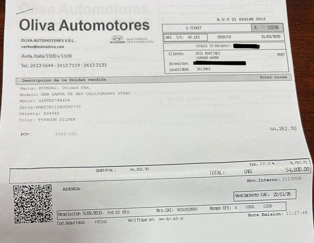 Orsi obtuvo un descuento de 25.000 dólares en la compra de su Hyundai de alta gama ocho días antes de desfilar con una camioneta de la misma marca en la asunción presidencial