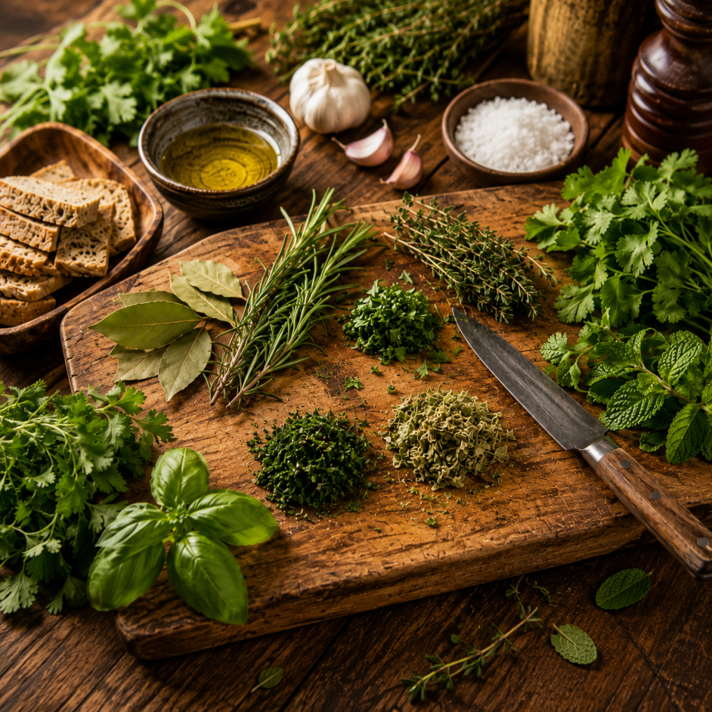 Hierbas aromáticas en la cocina cotidiana